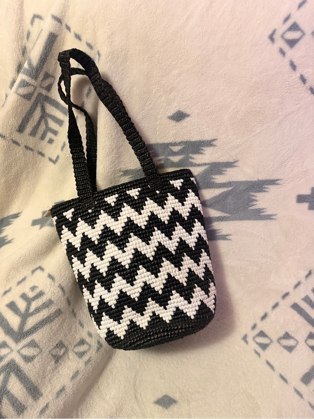 Black and cream chevron woven Panache tote
